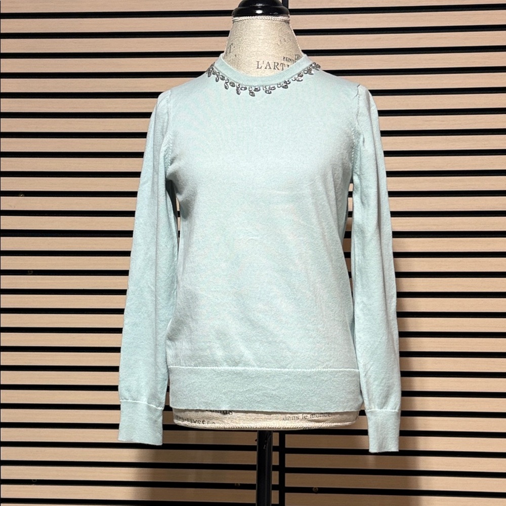 Ann Taylor Factory – Mint Green Embellished Sweater (Size M)